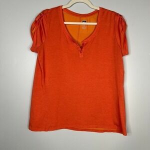 REI Henley Style Roll Tab Short Sleeve T-Shirt Casual Outdoor Hiking Shirt Sz XL